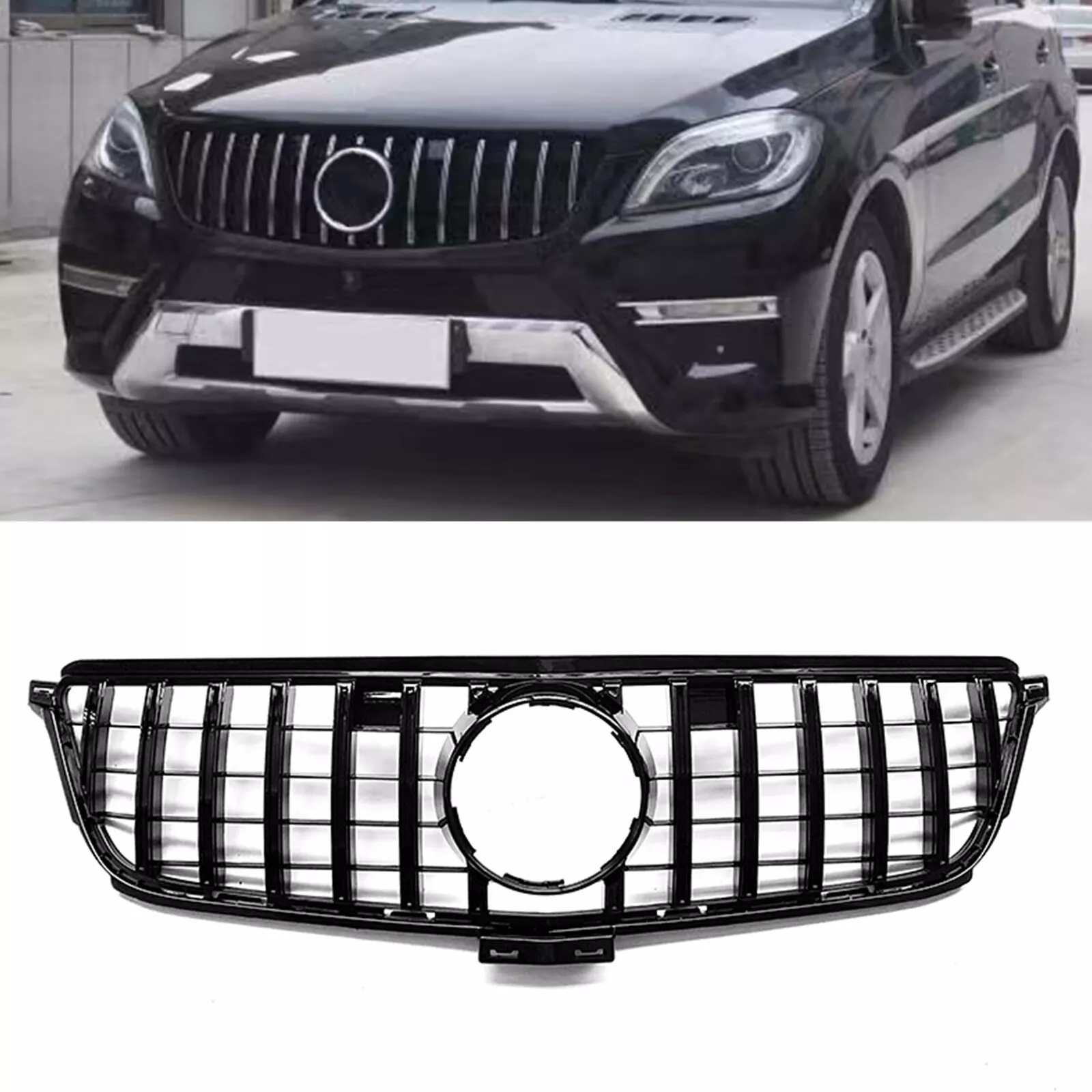 Mercedes‑Benz ML/GLE (W166) Black Front GTR Style Grille – Aftermarket